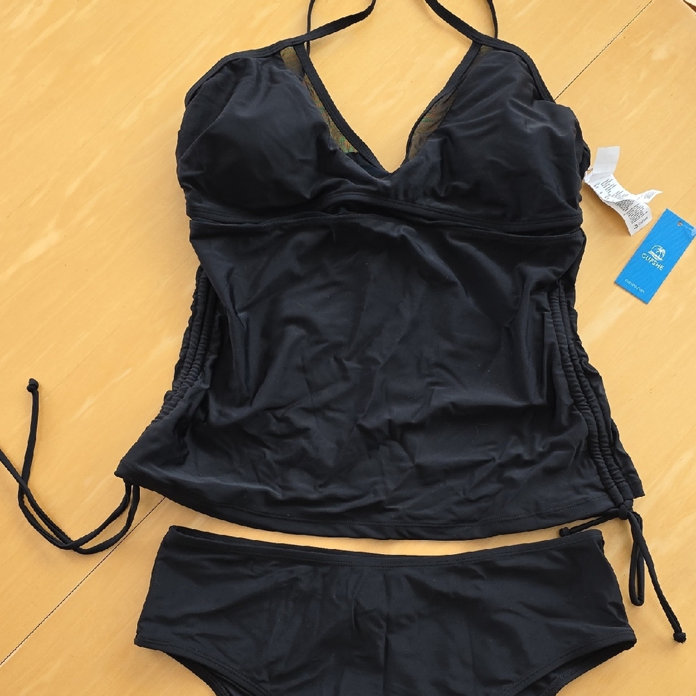 Cupshe Black Two-Piece Tankini Swimsuit